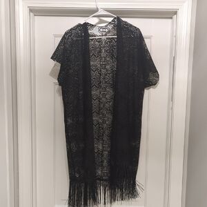 Black Lace Fringe Kimono
